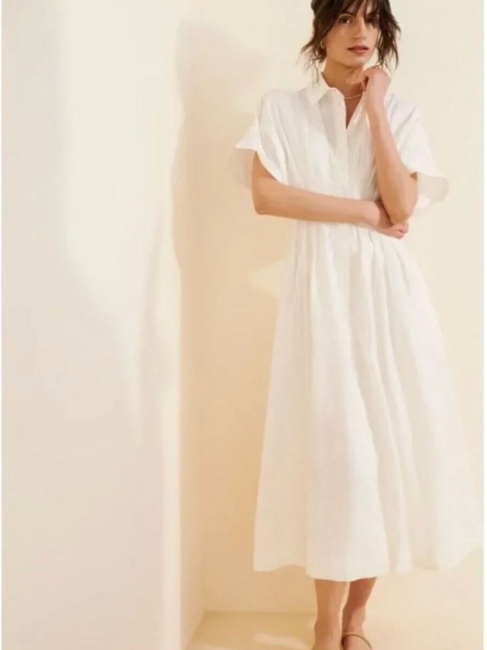 Exquise by Anthropologie Linen Tobie Waisted Dress